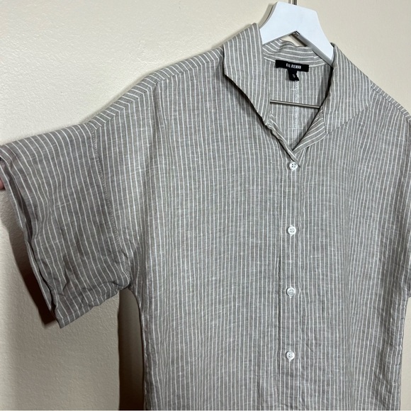 Kal Rieman Womens Stripe Linen Button Up Short Sleeve Shirt Size Small - Picture 3 of 8